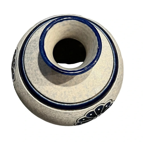 Gebruder Plein Blue Floral Pottery Vase Germany Modernist - Picture 4 of 8